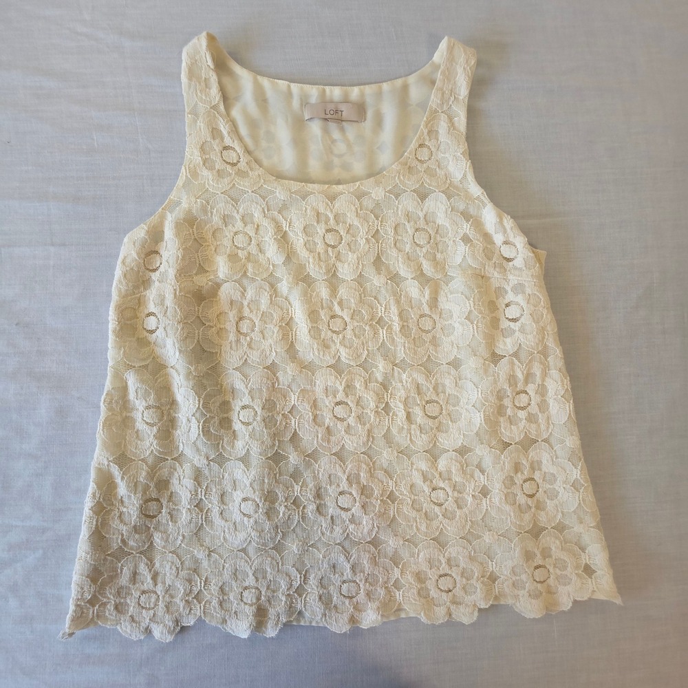 LOFT Women's Cream Lace Tank Top